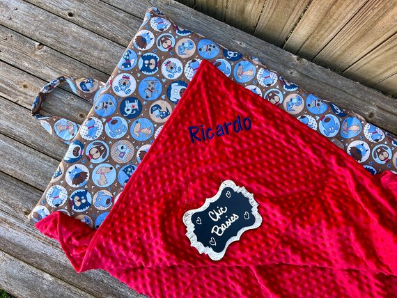 Nap Mat cover with attached Minky Blanket & Ruffle Pillow Case