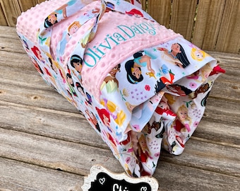 Personalized  Nap Mat cover with both attached Minky Blanket and attached pillowcase for Kindermat Daydreamer