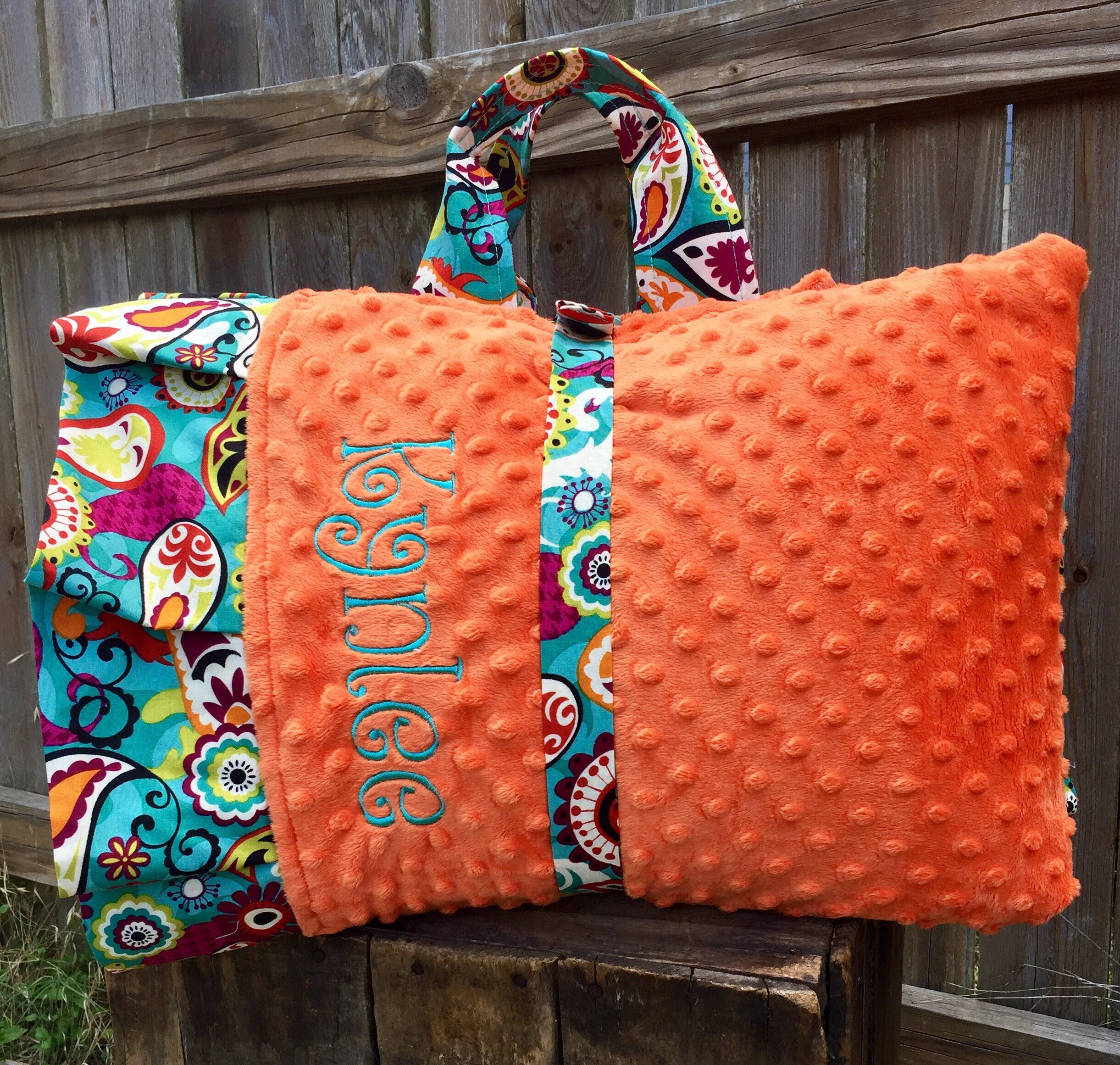 Personalized Kindermat Nap Mat cover with attached Minky Etsy