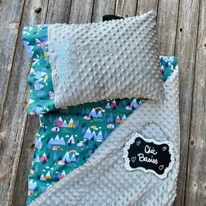 Nap Mat cover with attached Minky Blanket for Kindermat image 2