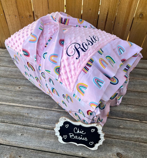 Personalized Kindermat Nap Mat cover with both attached Minky Blanket and attached Minky Pillowcase