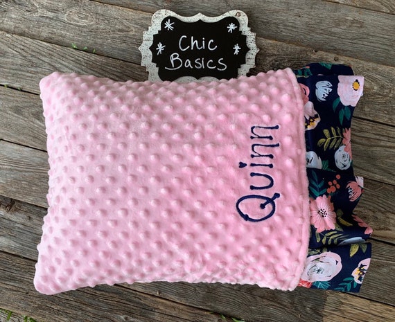 Travel Pillow Case with Fabric Ruffle and Personalizationover 200 Fabric Choices