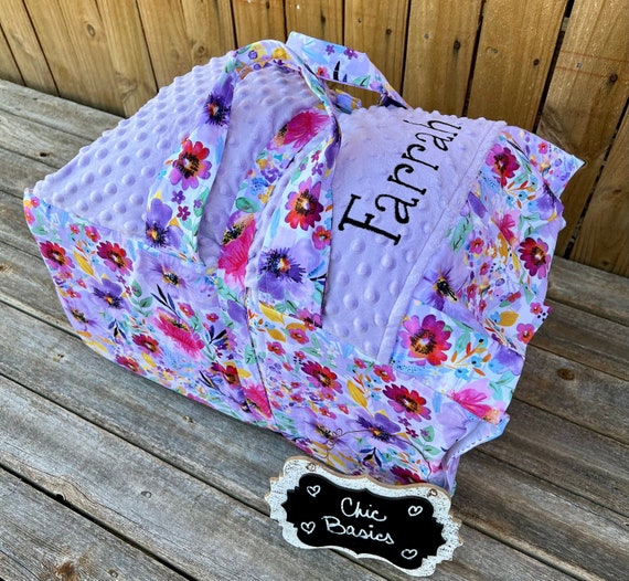 Personalized Kindermat Nap Mat cover with both attached Minky Blanket and attached Minky Pillowcase