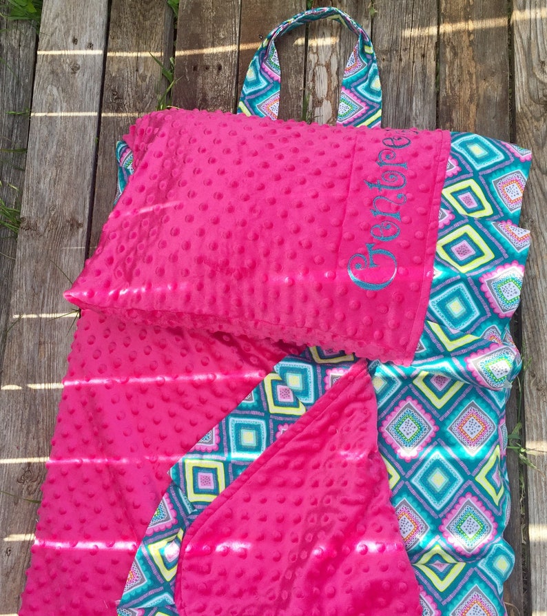 Personalized Nap Mat Cover With Attached Ruffle Minky Blanket Etsy