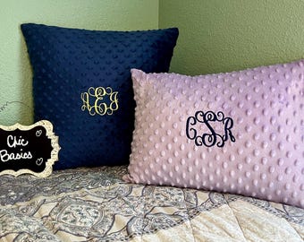 Personalized Minky Pillow - Monogram Minky Pillowcase - Dorm Pillow - Teen Pillow - Nursery Pillow - Pillow Sham