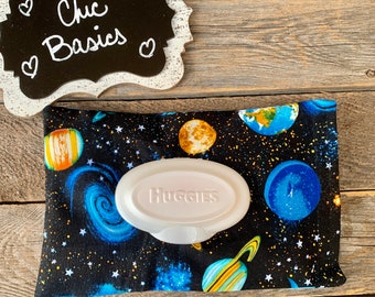 Wipes Case - Ready to Ship! Chic Wipes Cover - Wipes Case Cover - Baby Wipes Holder - Wipes Pouch - space