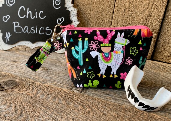 Mouth Guard Case - Custom Mouthguard Case - Retainer Case - 200 Fabric Choices - Llama - Pacifier holder - Dental Case