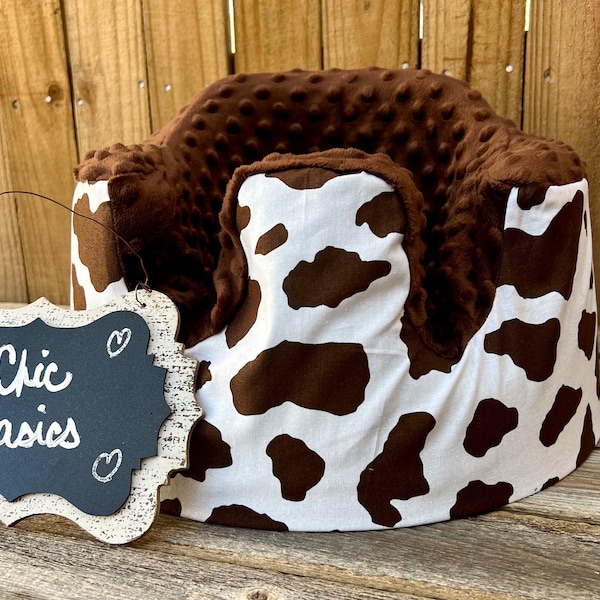 Custom Bumbo Seat Cover -200 fabric choices - minky bumbo cover - Brown Cow Print