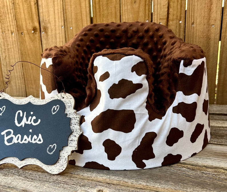 Custom Bumbo Seat Cover 200 fabric choices minky bumbo cover Brown Cow Print image 1