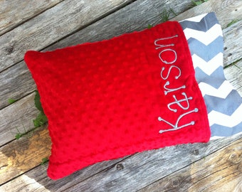 Minky Pillowcase - Travel Size Pillowcase - Personalized Standard Size PillowCase - 200 fabric choices - applique pillowcase