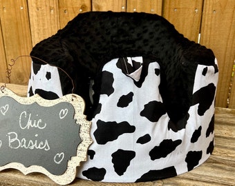 Custom Design Bumbo Seat Cover -200 fabric choices - Black and White Cow Print