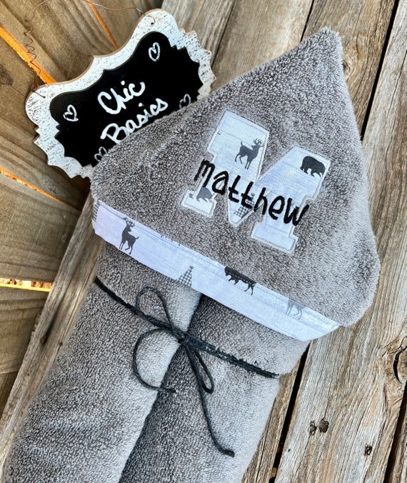 Personalized Hooded Towel over 200 fabric choices -  Custom Hooded Bath Towel