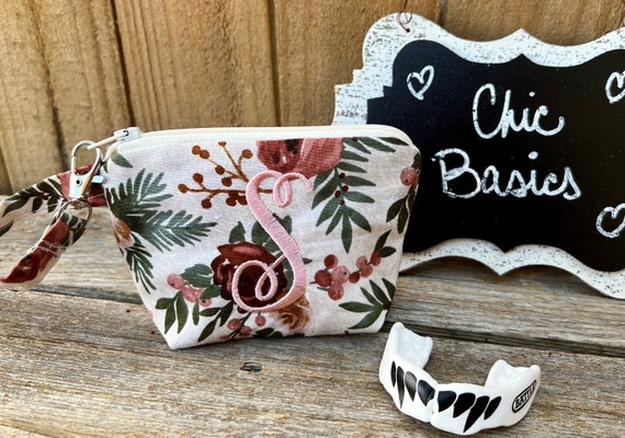 Mouthguard Case - Custom Mouth Guard Case - Retainer Case - Floral Print - Zipper pouch