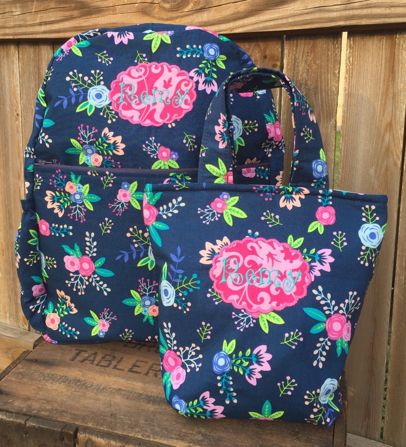 Personalized Zipper Toddler Backpack and Lunch Pail Set