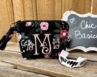 Pacifier Bag - Custom Pacifier Pod - Small Zipper Pouch - Mouth Guard Case - Retainer Case - 200 Fabric Choices - Baby Shark - Dental Case