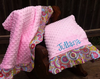 Custom Minky Blanket and Travel Size Pillowcase Set - 200 Fabrics - Personalized - Lovey Blanket Set - Naptime
