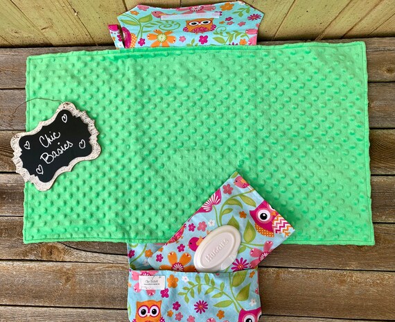 Diaper Clutch with attached minky changing pad