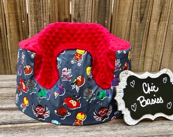 Bumbo Seat Cover - Ready to Ship - Superhero Cover with Red Minky - Just Cover No Seatbelt Holes