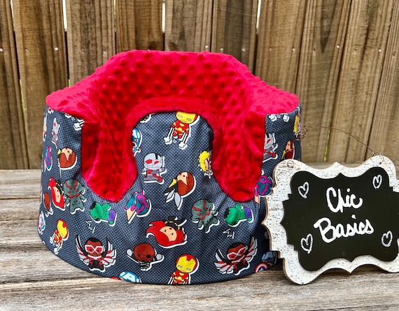 Bumbo Seat Cover - Ready to Ship - Superhero Cover with Red Minky - Just Cover No Seatbelt Holes