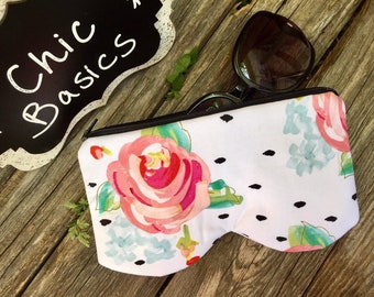 Fabric Eyeglass Case - Sunglass Case - Readers Case - Eyeglass Case - Personalized Sunglass Case - Ready to Ship! - Floral Print