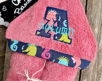 Custom Hooded Towel - over 200 fabric choices - Personalized Hooded Towel - Personalized Baby Towel - Big Kid Towel - Name Towel