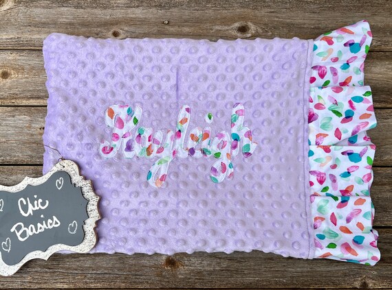 Minky Pillowcase - Travel Size Pillowcase - Personalized Standard Size PillowCase - 200 fabric choices - applique pillowcase