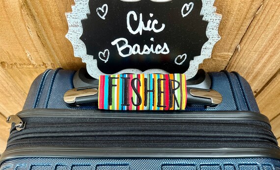 Luggage handle wrap - Handle Wrap - Personalized Luggage tag - Personalized Luggage Handle Wrap - Luggage Finder - 200 Fabric Choices