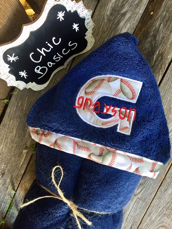 Personalized Hooded Towel - Custom Hooded Bath Towel - Baseball