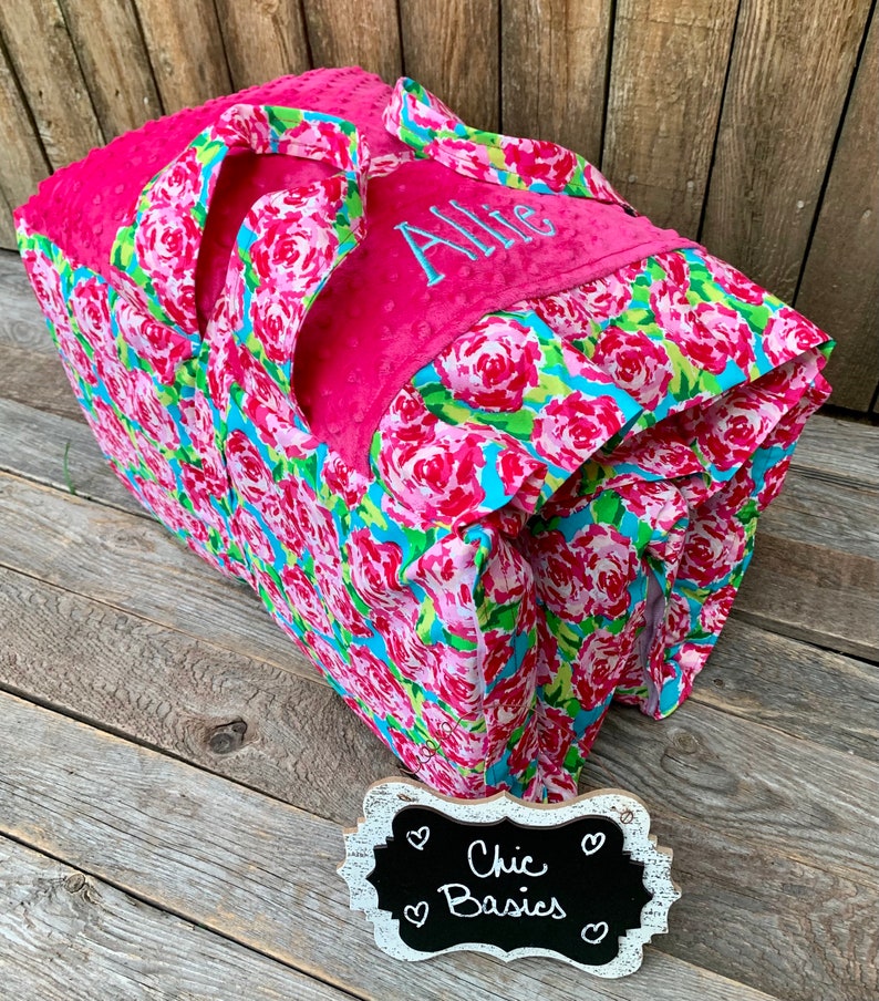 Personalized Nap Mat Cover With Attached Ruffle Minky Blanket Etsy