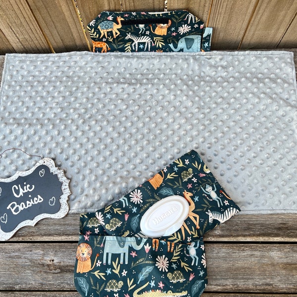 Diaper Clutch with attached minky changing pad - over 200 fabric choices