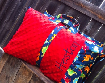 Personalized  Nap Mat cover with attached Minky Blanket & Ruffle pillowcase for the Kindermat Daydreamer