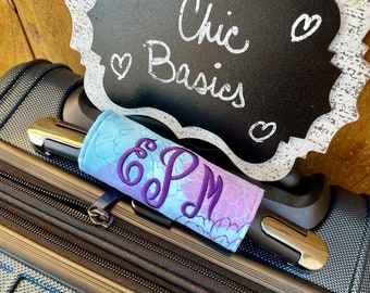 Luggage handle wrap - Handle Wrap - Personalized Luggage tag - Personalized Luggage Handle Wrap - Luggage Finder - 200 Fabric Choices