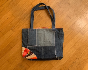 Sac fourre-tout en denim recyclé, 14,5 x 13 po.