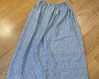Gonna midi a trapezio vintage anni '70 con stampa calicò, colore azzurro polvere, gonna Prairie Core Cottage Core, taglia S/M