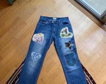 Levi's DKNY Jeans 30"x 30" Mid Rise Patched Flared Bell Bottom DKNY Jeans
