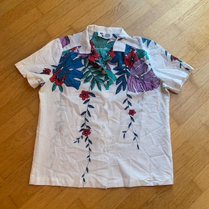 Vintage 80's Hilo Hattie Tropical Print Blouse, Size M