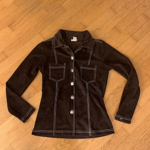 Faux Suede Western Y2K Button Up Shirt, Size Junior&#39;s Medium by Airport