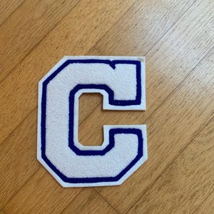 Vintage New Varsity Letter C Chenille Patch 5.45"x6.5", Navy Blue Varsity Patch