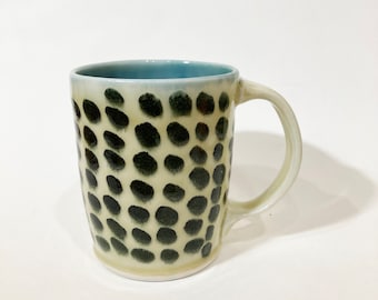 Polka Dot Coffee Mug / 12 oz / Handmade Wheel Thrown Pottery