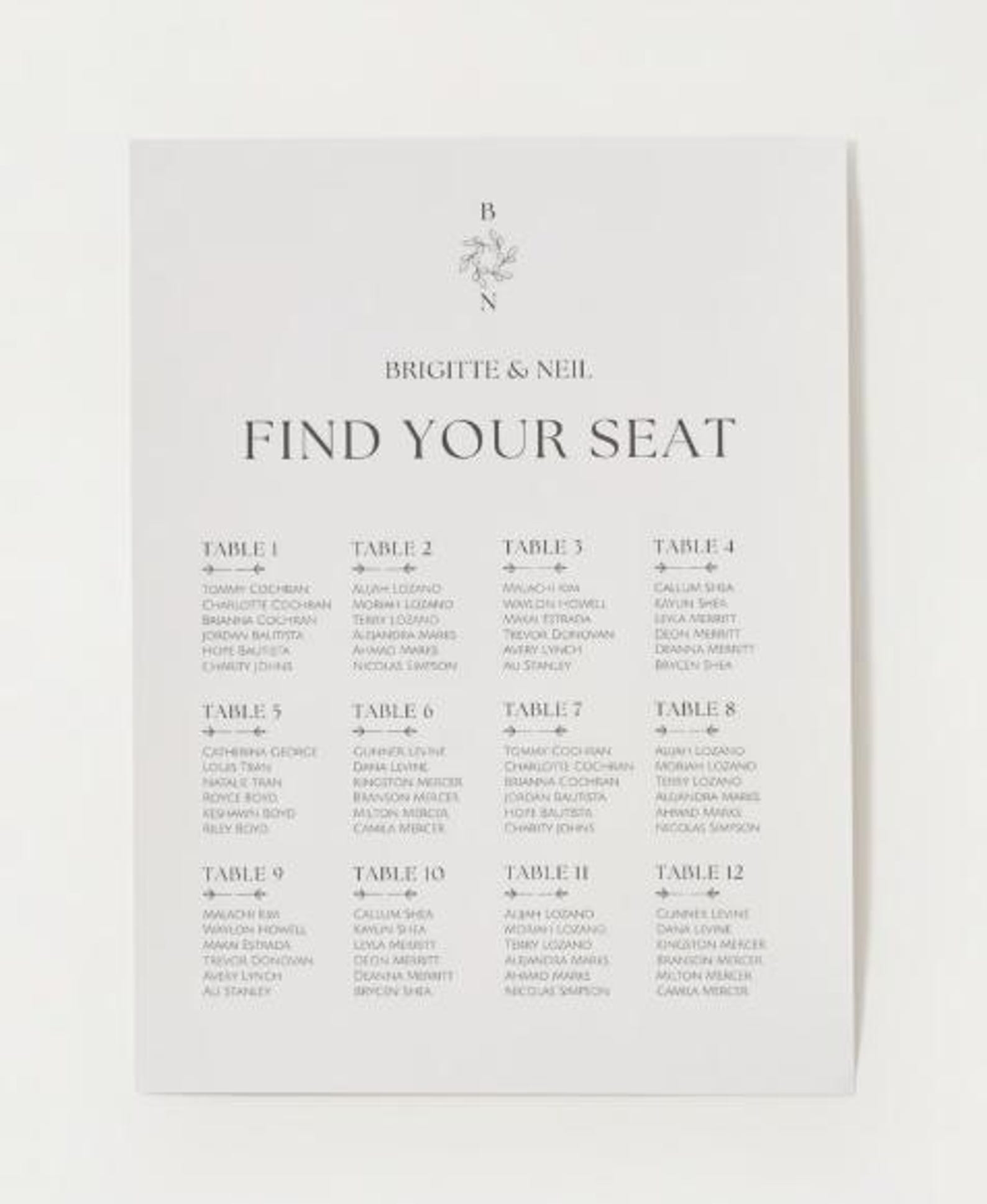 Editable Wedding Seating Chart Template | Printable & Digital Seating ...