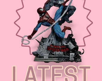 Hand-painted Spider-Man Vs Venom Battle Scene