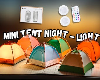 3D Printed Mini Tent Night Light – Camping Decor, Kids Lamp