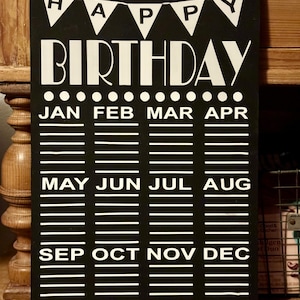 Birthday Calendar, Grandparent Gift, Teacher Gift, Birthday Organizer, Chalkboard Sign, Birthday Sign, Classroom Sign, Sign