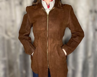 1930s 40s Brown Suede Leather Sportswear Jacket-coat-soft 1930s 40s Brown Suede Leather Sportswear Jacket-coat-soft
