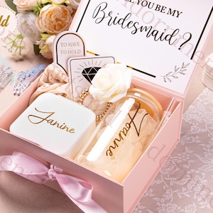 Gift Box Set with Personalized Tumbler, Will You Be My Bridesmaid, Bridesmaid Proposal Box Set,Customized Glass|Magnetic Box|Bridesmaid Gift