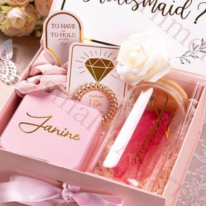 Bridesmaid Proposal Box Set, Bridesmaid Gift, Gift Box Set with Personalized Tumbler,Will You Be My Bridesmaid|Customized Glass|Magnetic Box