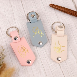 Llavero con foto personalizado, llavero de cuero personalizado con foto, regalo del Día de la Madre para ella, regalo de cumpleaños para mamá, regalo para ella