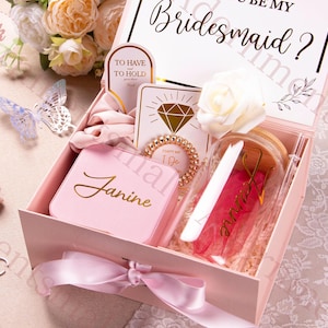 Bridesmaid Proposal Box Set, Bridesmaid Gift, Gift Box Set with Personalized Tumbler,Will You Be My Bridesmaid|Customized Glass|Magnetic Box