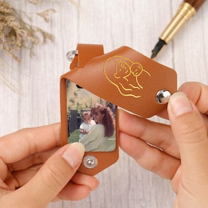 Llavero con foto personalizado, llavero de cuero personalizado con foto, regalo del Día de la Madre para ella, regalo de cumpleaños para mamá, regalo para ella