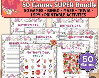 Spielepaket für den Muttertagsbrunch, Muttertags-Partyspiele, druckbare Muttertagsspiele, Ideen für eine Muttertagsbrunch-Party, bearbeitbares